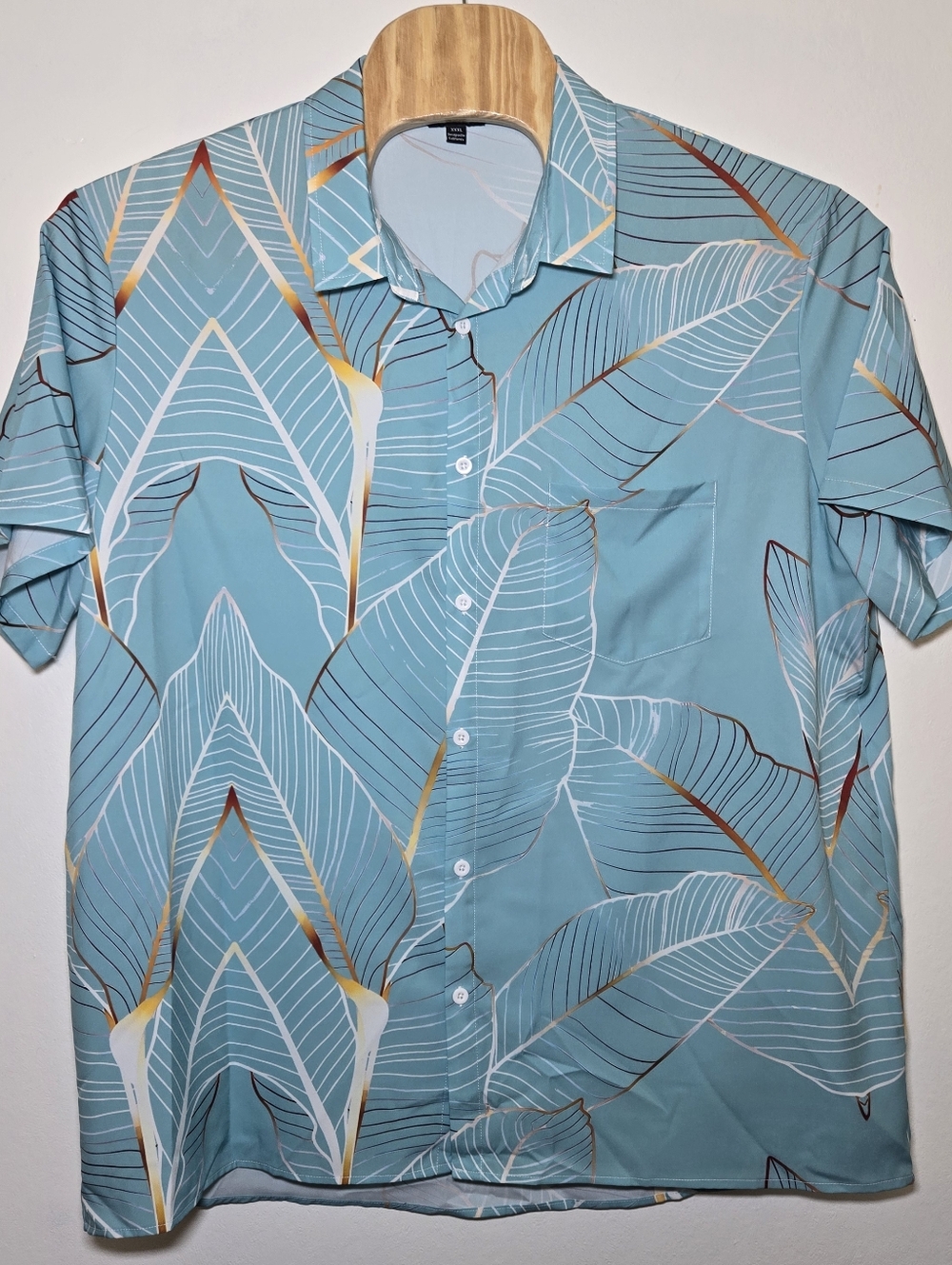 Ouku Mens XXXL Tropical Floral Hawaiian Print Button Down Shirt Resort Beach